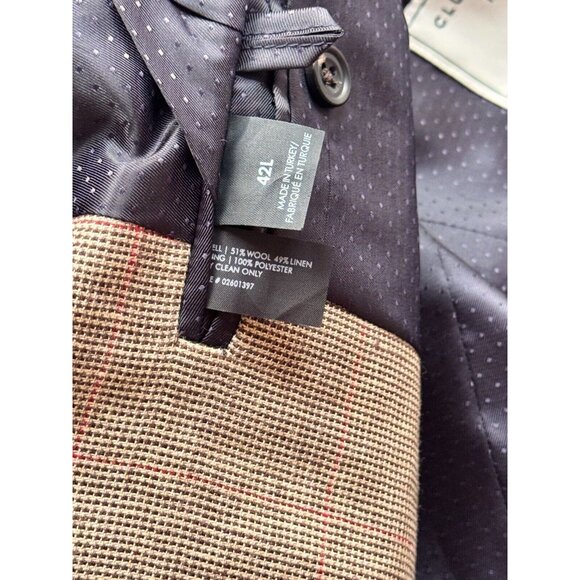 Men's CLUB MONACO Grant Fit Brown Wool Linen Blend Sport Coat Blazer, Size 42L - Picture 15 of 16